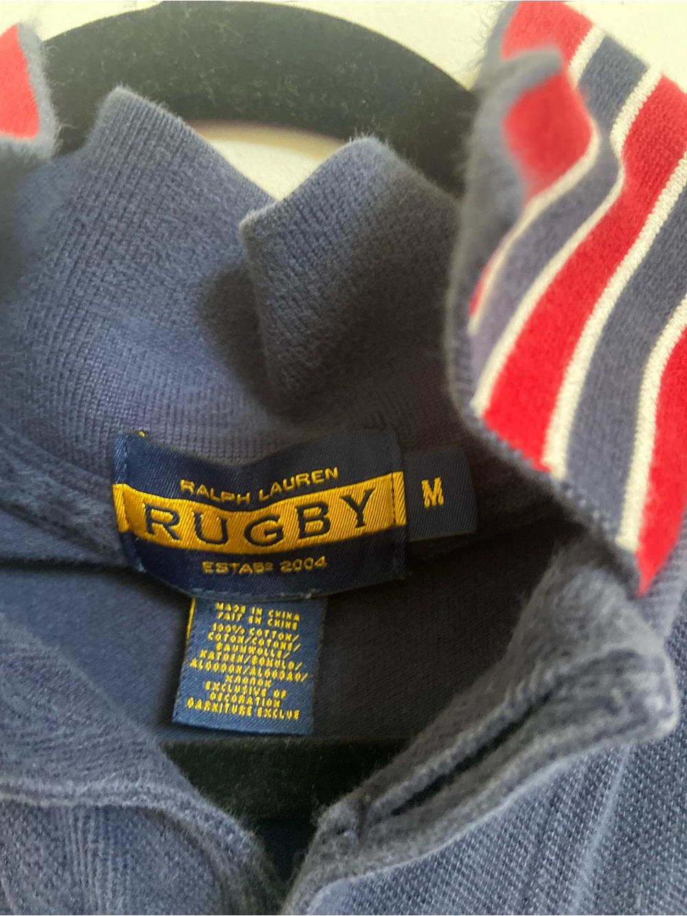 Ralph Lauren Navy Rugby Polo with White Appliqué and Red-Trim Collar - Picture 2 of 2
